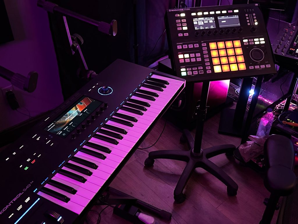 Keyboard and production equipment at Blue Sky Recording Studios